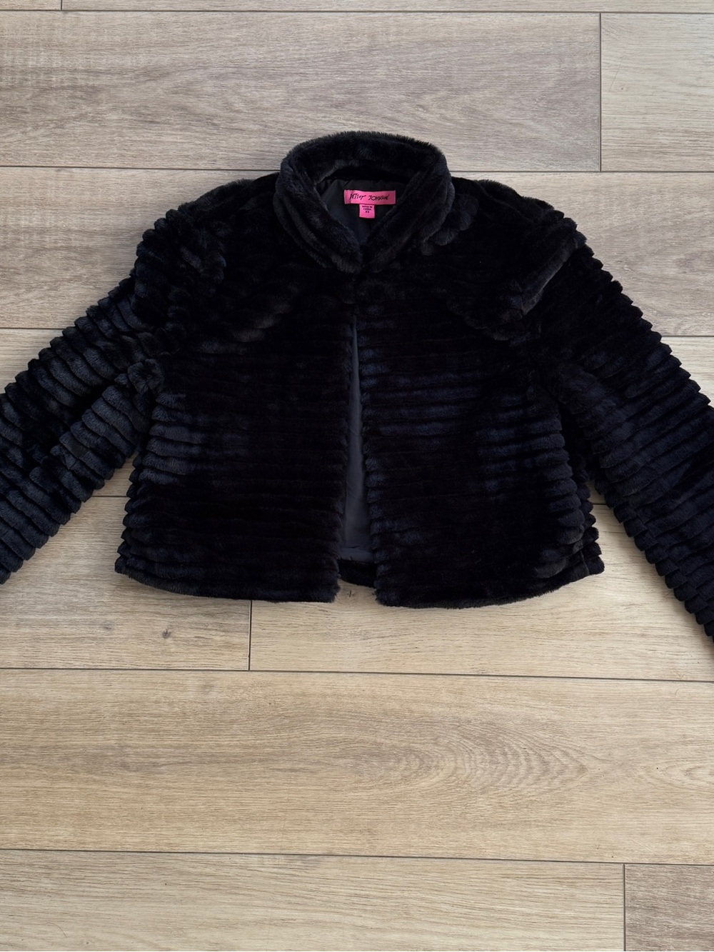 Betsey Johnson Black Faux Fur Cropped Coat